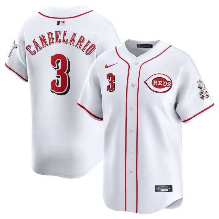 Men%27s Cincinnati Reds #3 Jeimer Candelario White Home Limited Stitched Baseball Jersey Dzhi->chicago white sox->MLB Jersey